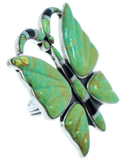 Multicolor Inlay Silver Butterfly Large Statement Ring Size 7 YS72611